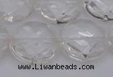 CCC510 15.5 inches 25mm faceted coin natural white crystal beads