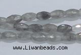 CCQ90 15.5 inches 6*10mm faceted rice cloudy quartz beads wholesale