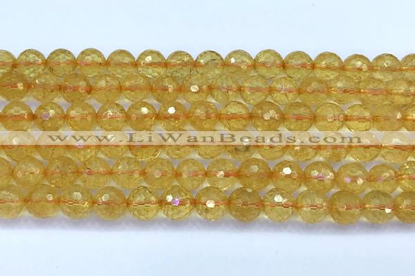 CCR386 15 inches 8mm faceted round citrine beads wholesale