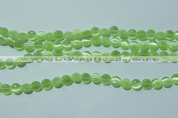 CCT460 15 inches 6mm flat round cats eye beads wholesale
