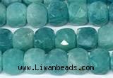 CCU1039 15 inches 6mm faceted cube amazonite beads