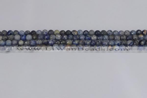 CDU308 15.5 inches 4mm faceted round blue dumortierite beads