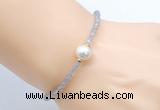 CFB804 4mm faceted round labradorite & potato white freshwater pearl bracelet