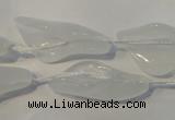 CFG559 15.5 inches 14*28mm carved trumpet flower white jade beads