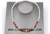 CFN114 potato white freshwater pearl & fire agate necklace, 16 - 24 inches