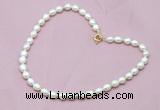 CFN302 16 - 24 inches 9mm - 10mm rice white freshwater pearl necklace