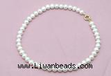 CFN593 Non-knotted 9mm - 10mm potato white freshwater pearl necklace