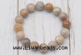 CGB5745 10mm, 12mm fossil coral beads with zircon ball charm bracelets