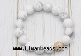 CGB5800 10mm, 12mm matte white howlite beads with zircon ball charm bracelets