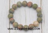 CGB5823 10mm, 12mm matte unakite beads with zircon ball charm bracelets