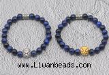 CGB6034 8mm round blue tiger eye bracelet with lion head for men