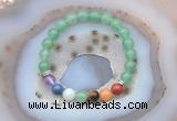 CGB6429 8mm round green aventurine 7 chakra beads bracelet wholesale