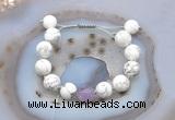 CGB6932 Hand-knotted 12mm round white howlite & lavender amethyst adjustable bracelets
