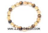 CGB8102 8mm citrine, yellow tiger eye & hematite power beads bracelet