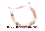 CGB9529 8mm, 10mm matte volcano cherry quartz & cross hematite adjustable bracelets