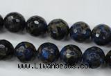 CGO174 15.5 inches 12mm faceted round gold blue color stone beads