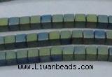 CHE612 15.5 inches 2*2mm cube matte plated hematite beads wholesale
