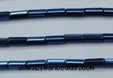 CHE911 15.5 inches 2*4mm faceted tube plated hematite beads wholesale