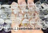 CIBS45 15 inches 15mm faceted coin white crystal beads wholesale