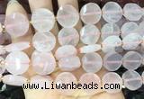 CIBS46 15 inches 15mm faceted coin rose quartz beads wholesale
