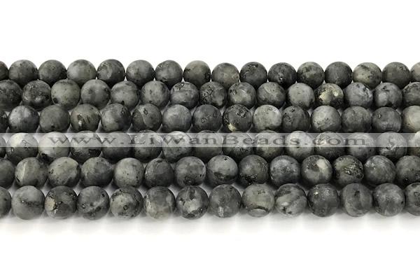 CLB1197 15 inches 8mm round matte black labradorite beads