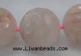 CLS16 15.5 inches 30mm faceted round large pink quartz beads