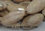 CMS51 15.5 inches 15*30mm faceted marquise moonstone gemstone beads