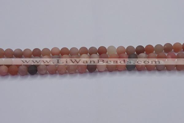 CMS612 15.5 inches 8mm round matte moonstone beads wholesale