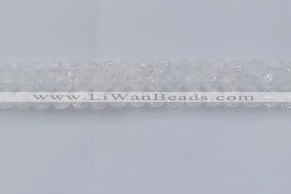 CNC552 15.5 inches 8mm round natural crackle white crystal beads