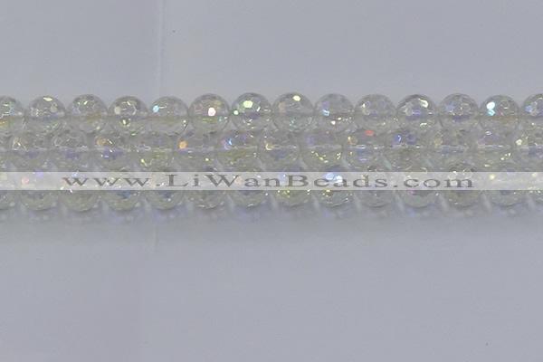 CNC605 15.5 inches 14mm faceted round plated natural white crystal beads
