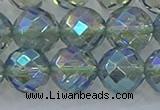 CNC631 15.5 inches 14mm faceted round plated natural white crystal beads