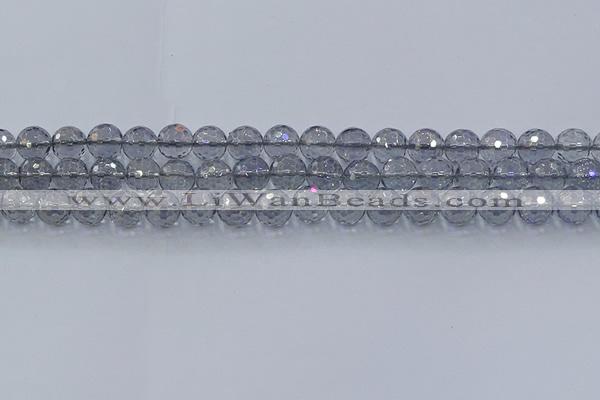 CNC640 15.5 inches 8mm faceted round plated natural white crystal beads