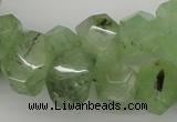 CNG1022 10*14mm - 15*20mm faceted nuggets green rutilated quartz beads
