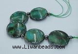 CNG2191 7.5 inches 30mm flat round agate beads with brass setting