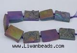 CNG3478 15.5 inches 30*40mm freeform plated druzy agate beads