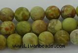 CNS651 15.5 inches 8mm round matte green dragon serpentine jasper beads