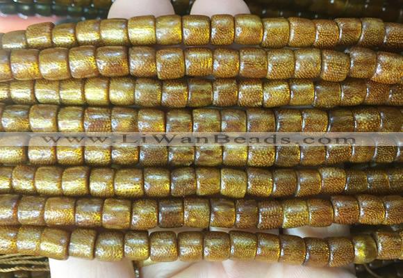 COBS07 15 inches 4*6mm heishi golden coral beads wholesale