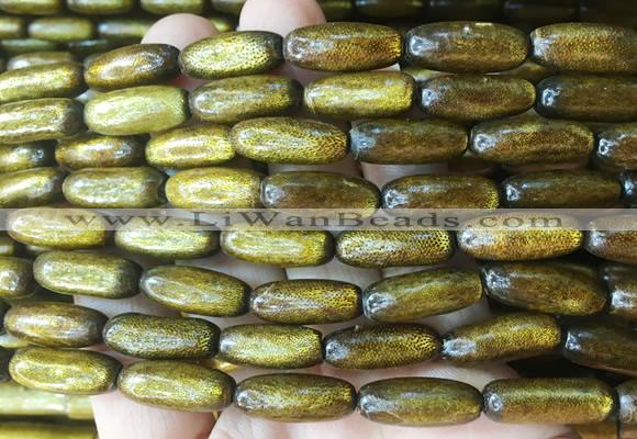 COBS10 15 inches 7*18mm rice golden coral beads wholesale