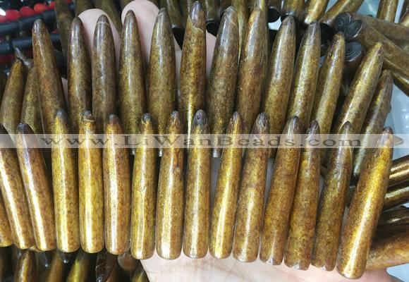 COBS15 Top drilled 10*50mm bullet golden coral beads wholesale