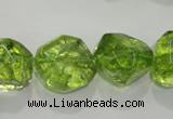 COQ125 15.5 inches 18mm nuggets dyed olive quartz beads