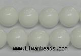 CPB06 15.5 inches 14mm round white porcelain beads wholesale