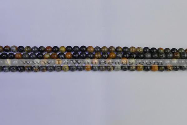 CPJ470 15.5 inches 4mm round black picasso jasper beads wholesale