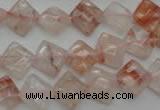 CPQ224 15.5 inches 10*10mm faceted diamond natural pink quartz beads