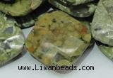 CPS77 15.5 inches 30*30mm faceted rhombic green peacock stone beads