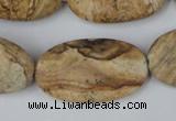 CPT255 15.5 inches 20*35mm oval picture jasper beads wholesale