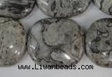 CPT354 15.5 inches 23*28mm rectangle grey picture jasper beads