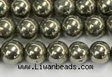 CPY260 15.5 inches 4mm round pyrite gemstone beads wholesale