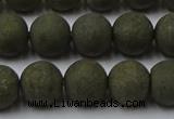 CPY815 15.5 inches 8mm round matte pyrite beads wholesale