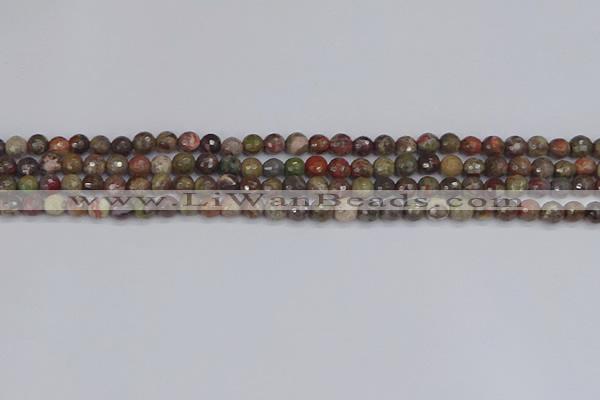 CRA160 15.5 inches 4mm faceted round rainforest agate beads