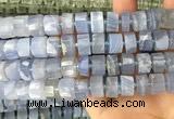 CRB2188 15.5 inches 11mm - 12mm faceted tyre blue chalcedony beads